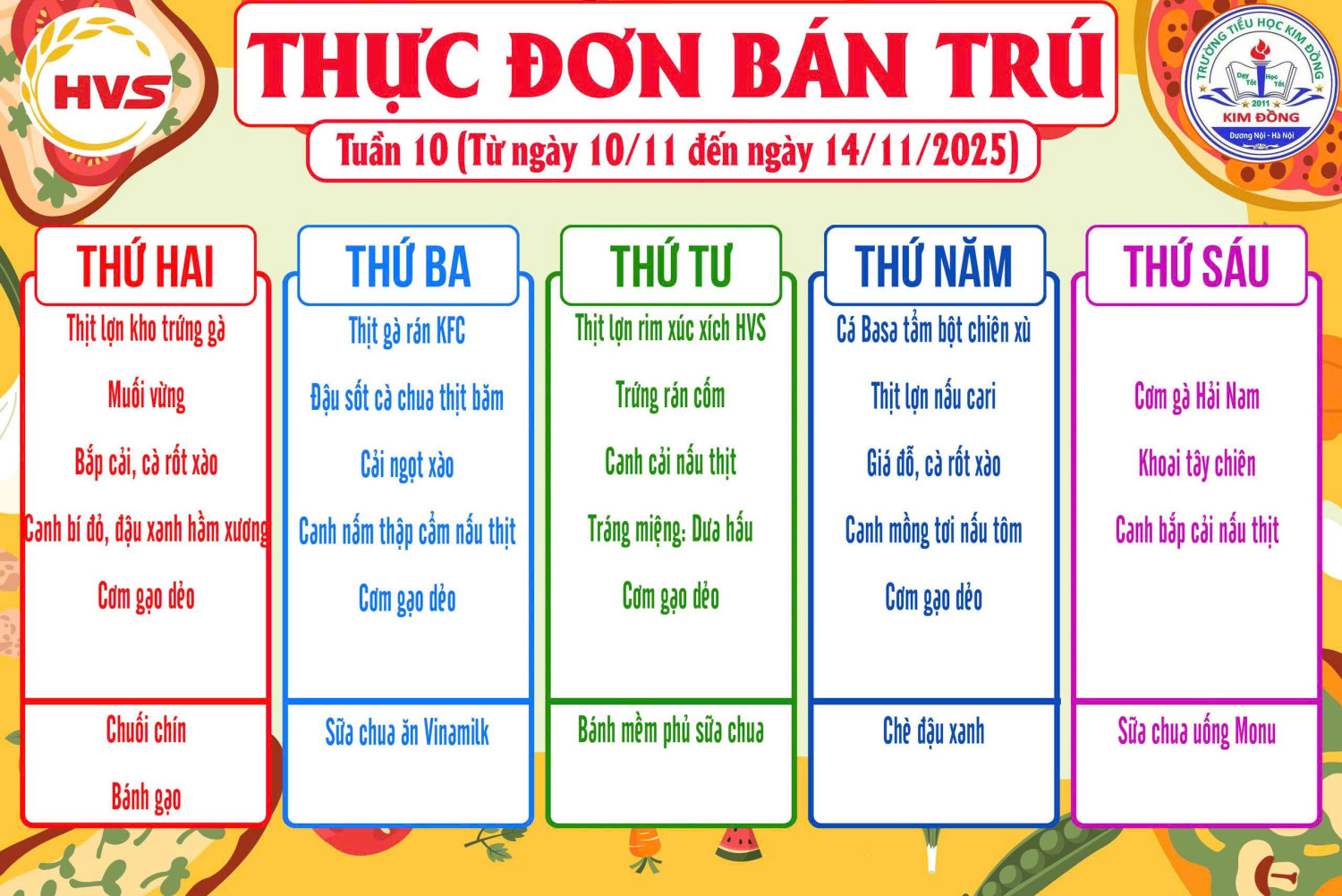 THỰC ĐƠN TUÂN 10