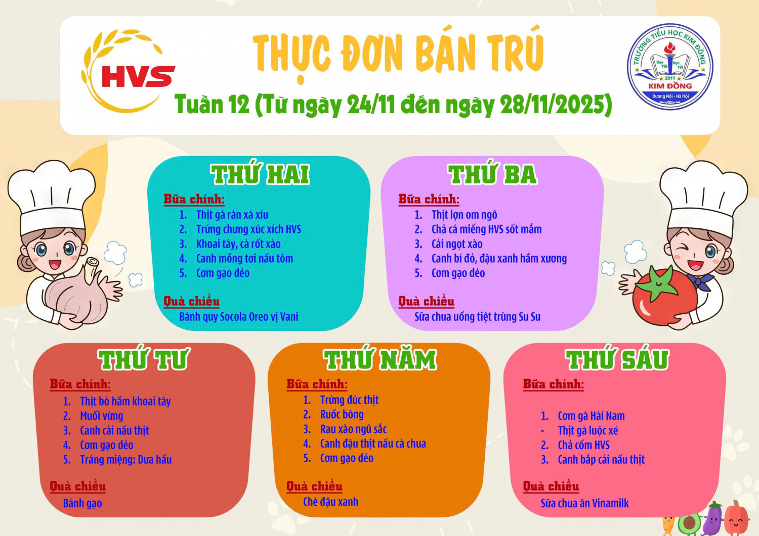 THỰC ĐƠN TUẦN 12
